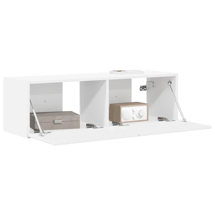 Meuble TV mural Blanc 98 x 31 x 29,5 cm Bois d'ingénierie - 3