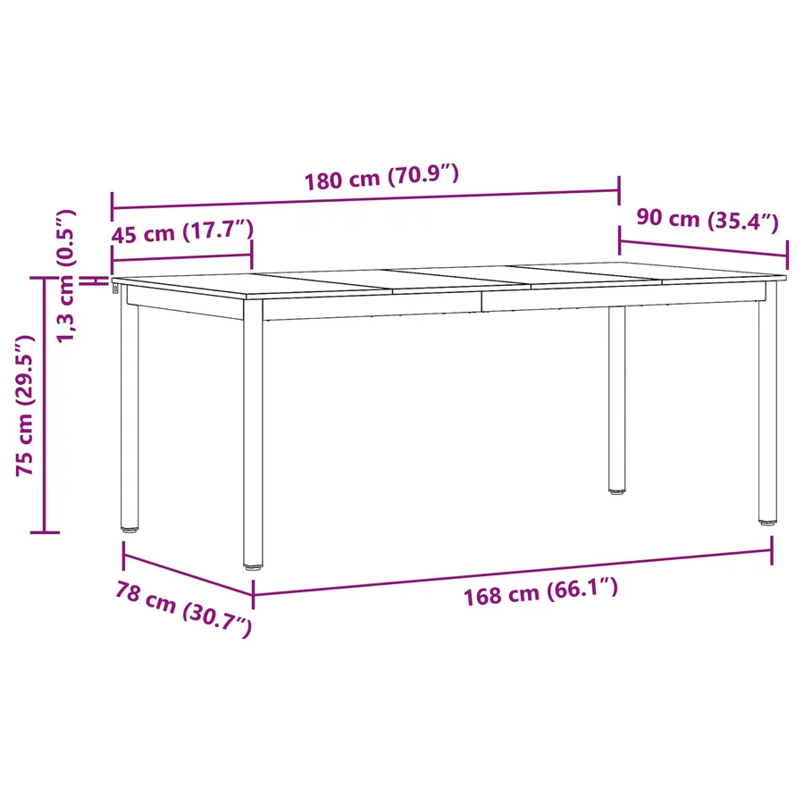 Table de salle à manger / Table de repas 2 pcs 180 x 90 x 75 cm - 11