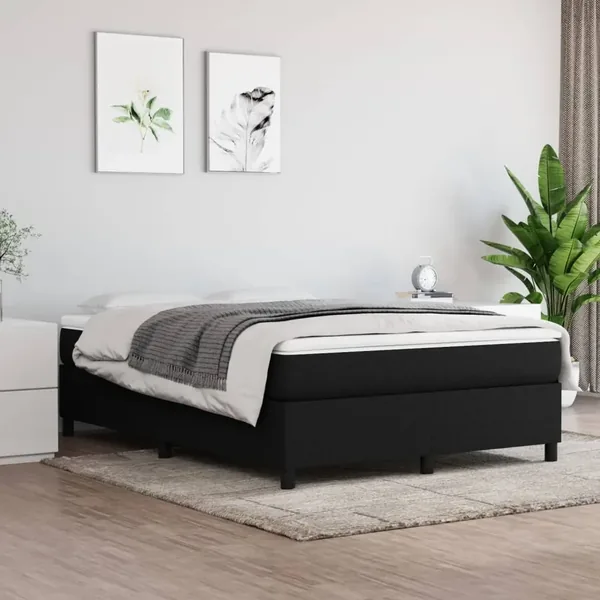 Slatted bed frame black 140x190 cm fabric