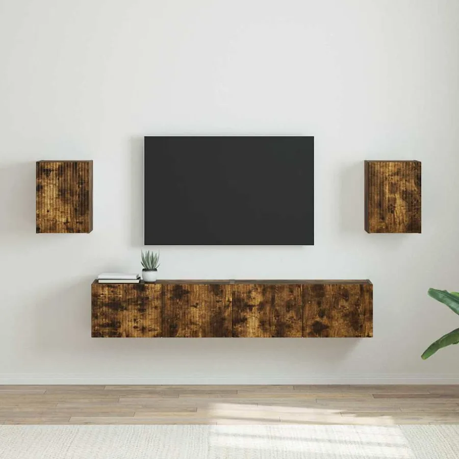 Meuble TV mural Montage mural 2 pcs Chêne fumé 30 x 31 x 40 cm