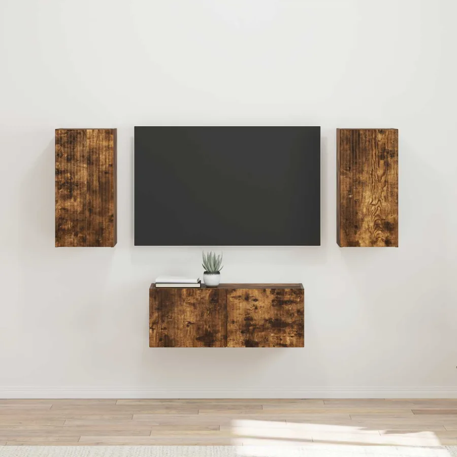 Ensemble meuble TV 6 pcs Chêne fumé Bois d'ingénierie