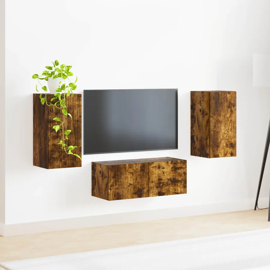 Ensemble meuble TV 6 pcs Chêne fumé Bois d'ingénierie - 4
