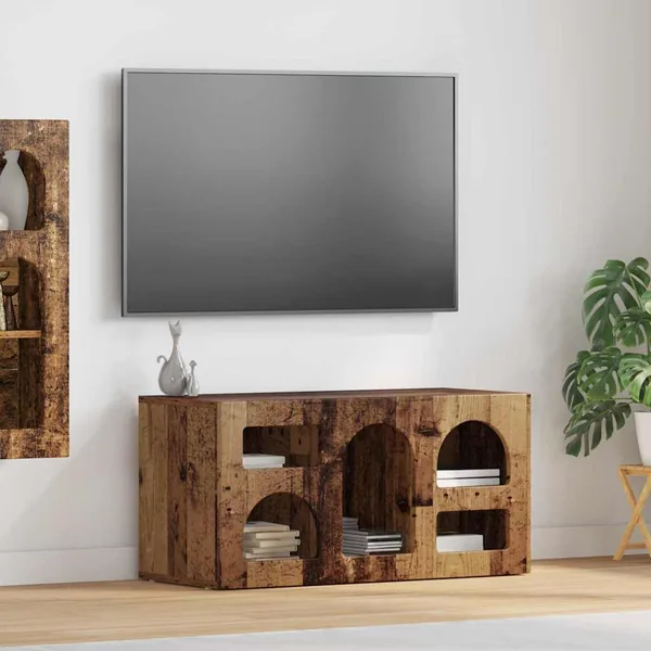 Meuble TV ELST 80 x 35 x 40 cm Bois ancien Bois d'ingénierie
