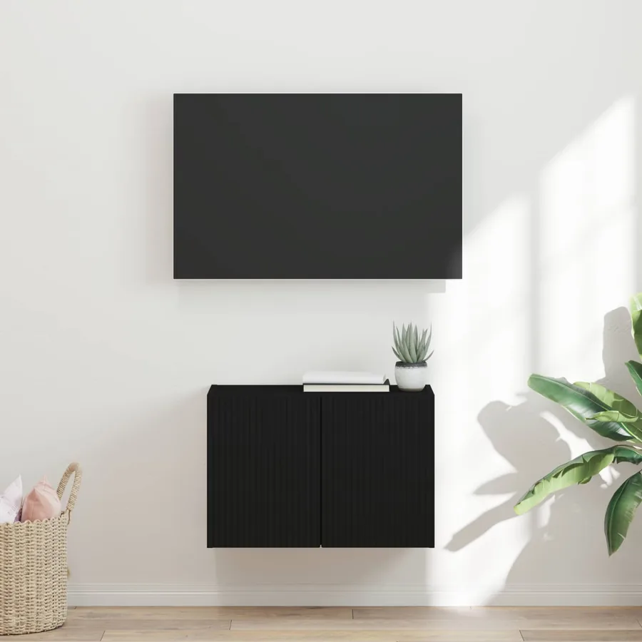 Meuble TV mural Noir 59,5 x 31 x 40 cm Bois d'ingénierie