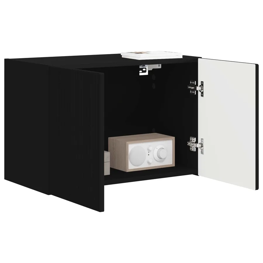 Meuble TV mural Noir 59,5 x 31 x 40 cm Bois d'ingénierie - 3