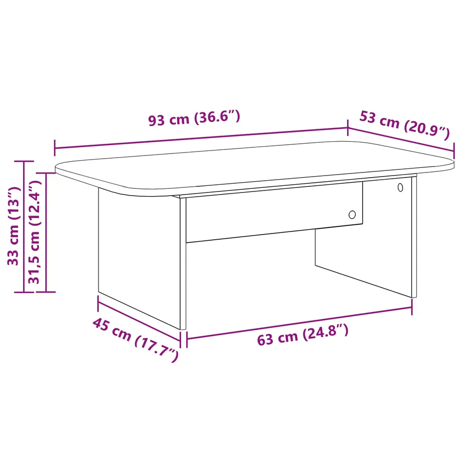 Table basse Blanc brillant 93 x 53 x 33 cm Bois d'ingénierie - 10