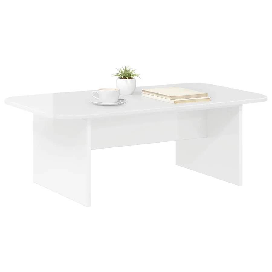 Table basse Blanc brillant 93 x 53 x 33 cm Bois d'ingénierie - 3