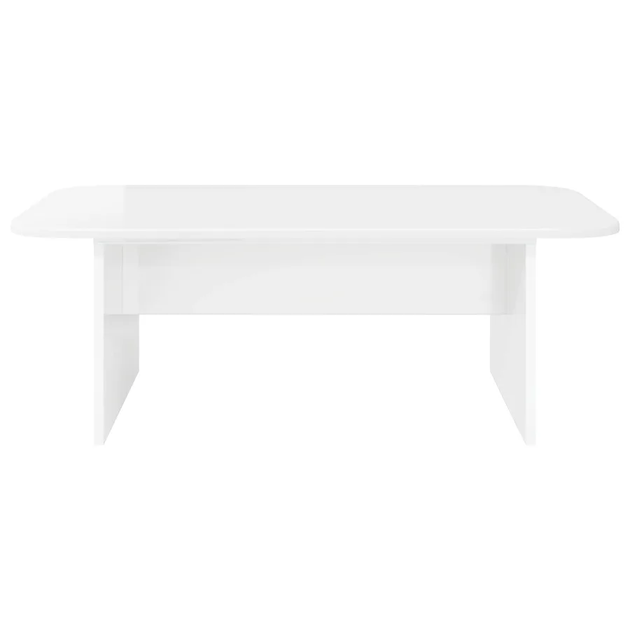 Table basse Blanc brillant 93 x 53 x 33 cm Bois d'ingénierie - 5