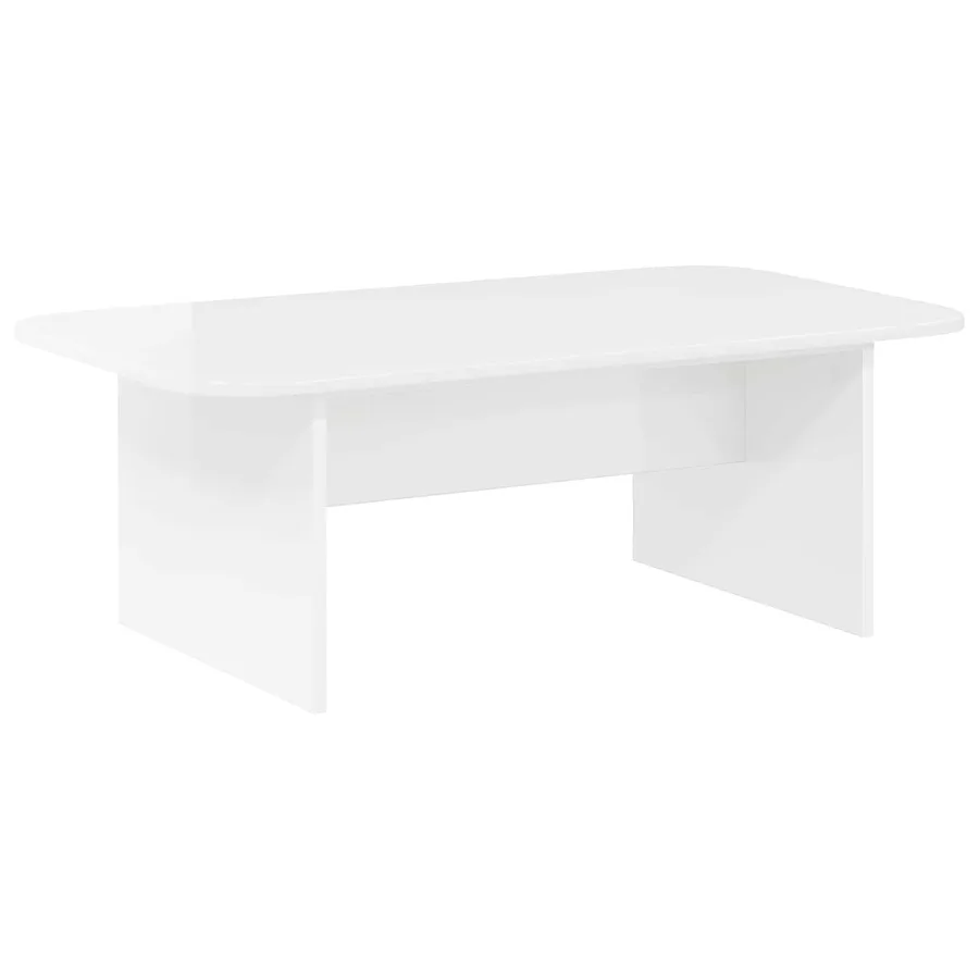 Table basse Blanc brillant 93 x 53 x 33 cm Bois d'ingénierie - 7