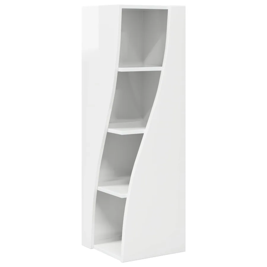 Meuble d'angle Blanc brillant 32x32x102cm Bois d'ingénierie - 2