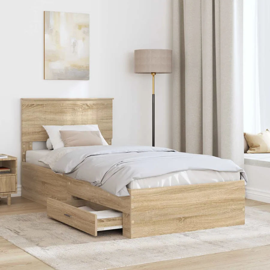 Cadre de lit Chêne Sonoma 90 x 200 cm Bois d'ingénierie - 3