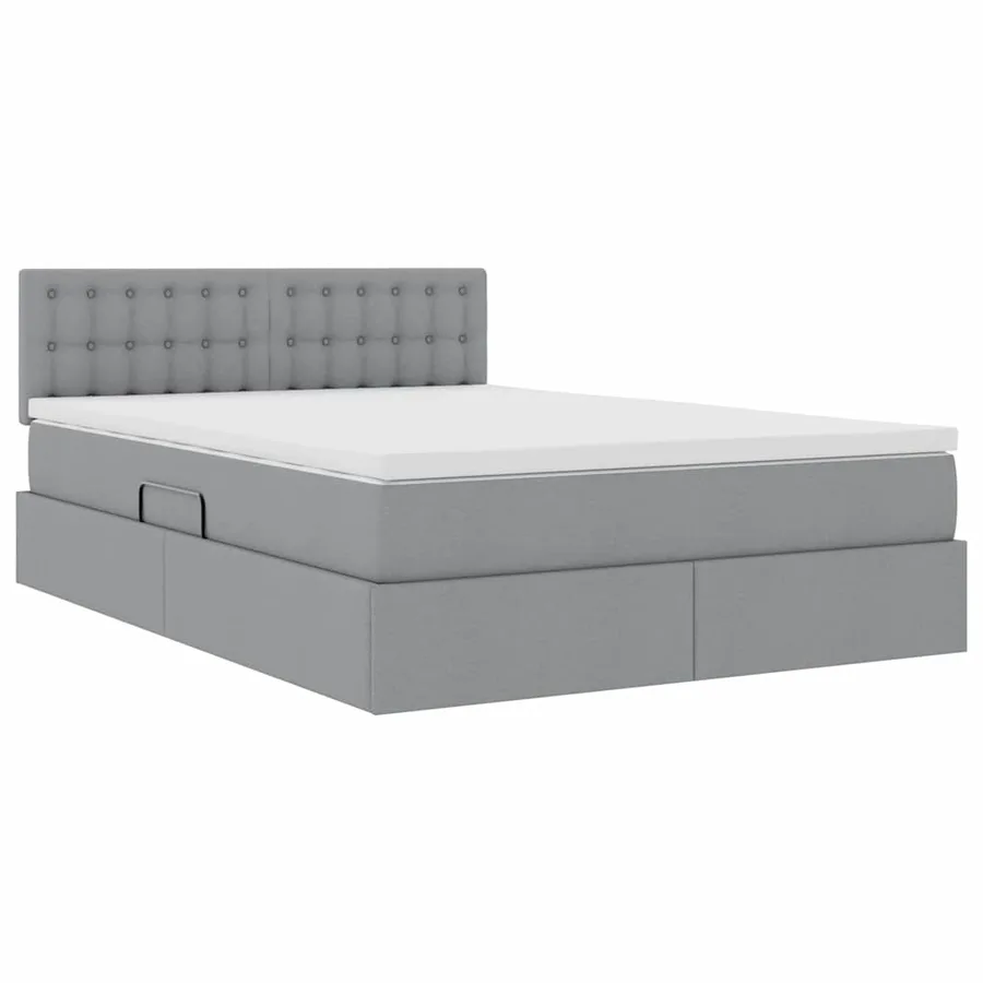Lit de rangement LED avec matelas Gris clair 140 x 190 cm Tissu - 6