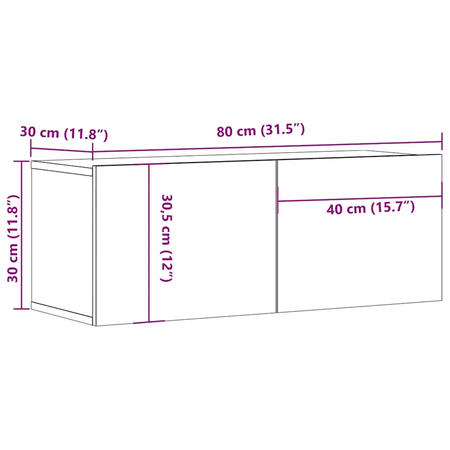 Meuble TV Blanc 80x30x30 cm Bois d'ingénierie - 9