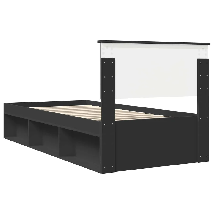 Cadre de lit avec tête de lit Noir 90 x 200 cm Pin massif - 9