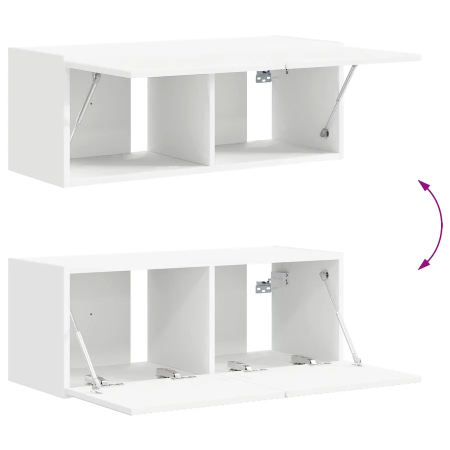 Ensemble meuble TV Montage mural 3 pcs Blanc Bois d'ingénierie - 11