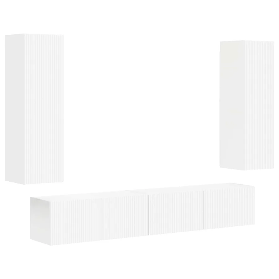 Ensemble meuble TV Montage mural 3 pcs Blanc Bois d'ingénierie - 2