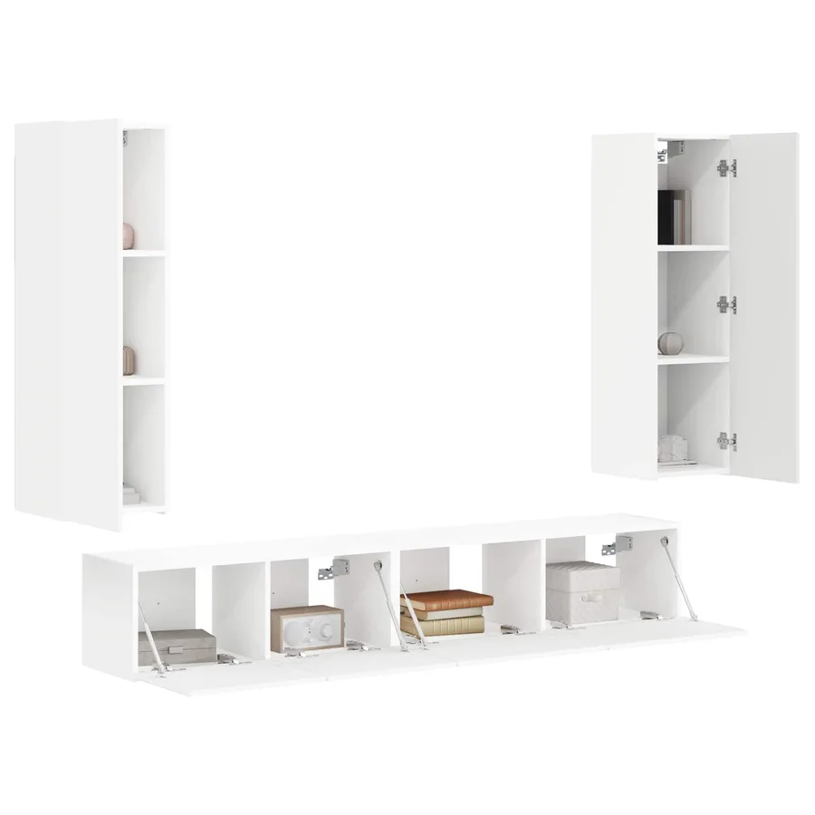 Ensemble meuble TV Montage mural 3 pcs Blanc Bois d'ingénierie - 3
