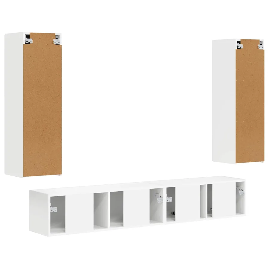 Ensemble meuble TV Montage mural 3 pcs Blanc Bois d'ingénierie - 9