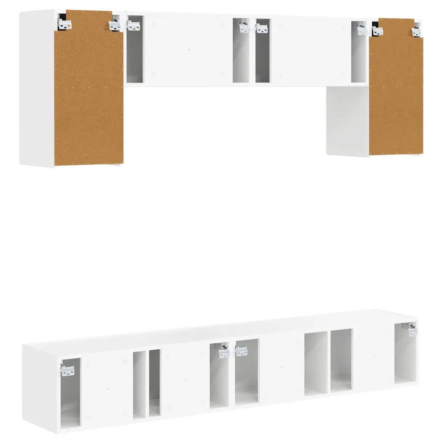 Ensemble meuble TV Montage mural 4 pcs Blanc Bois d'ingénierie - 8