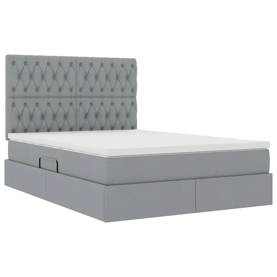 Lit de rangement LED avec matelas Gris clair 140 x 190 cm Tissu - 6