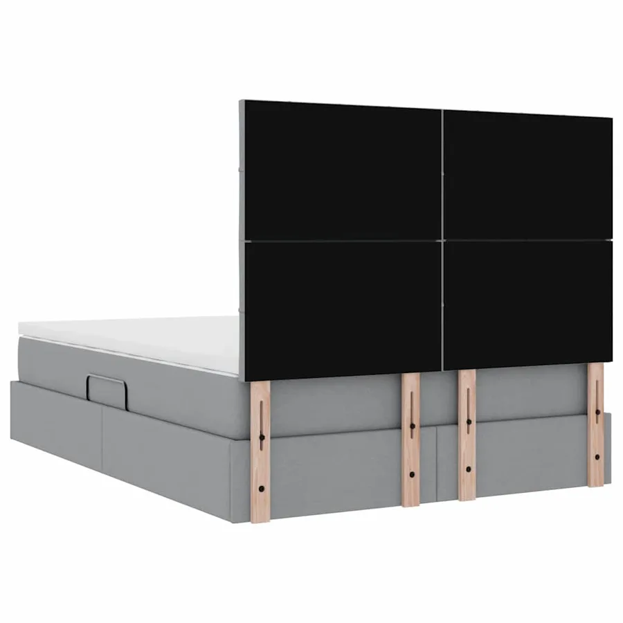 Lit de rangement LED avec matelas Gris clair 140 x 190 cm Tissu - 12