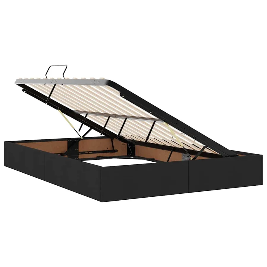 Lit avec rangement et matelas Noir 140 x 190 cm Polyester - 6