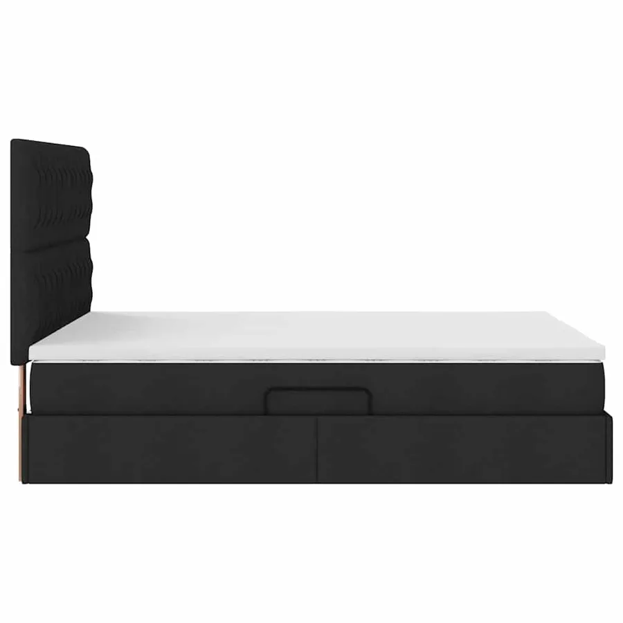 Lit avec rangement et matelas Noir 140 x 190 cm tissu - 8