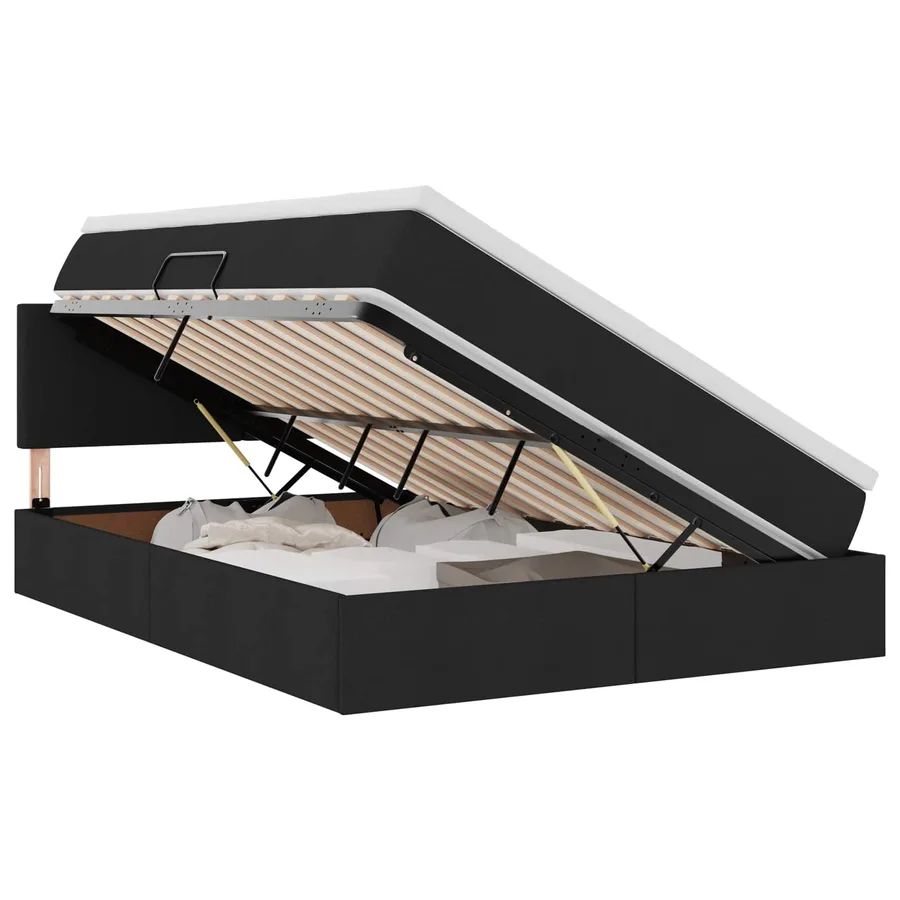 Lit avec rangement et matelas avec matelas Noir 140 x 190 cm - 2