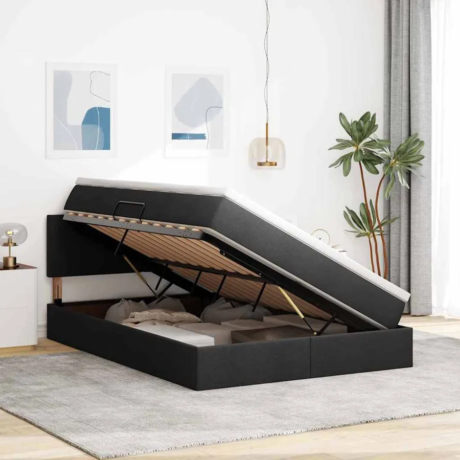 Lit avec rangement et matelas avec matelas Noir 140 x 190 cm - 4