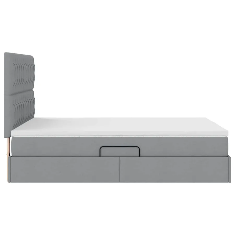 Lit avec rangement et matelas Gris clair 140 x 190 cm tissu - 10