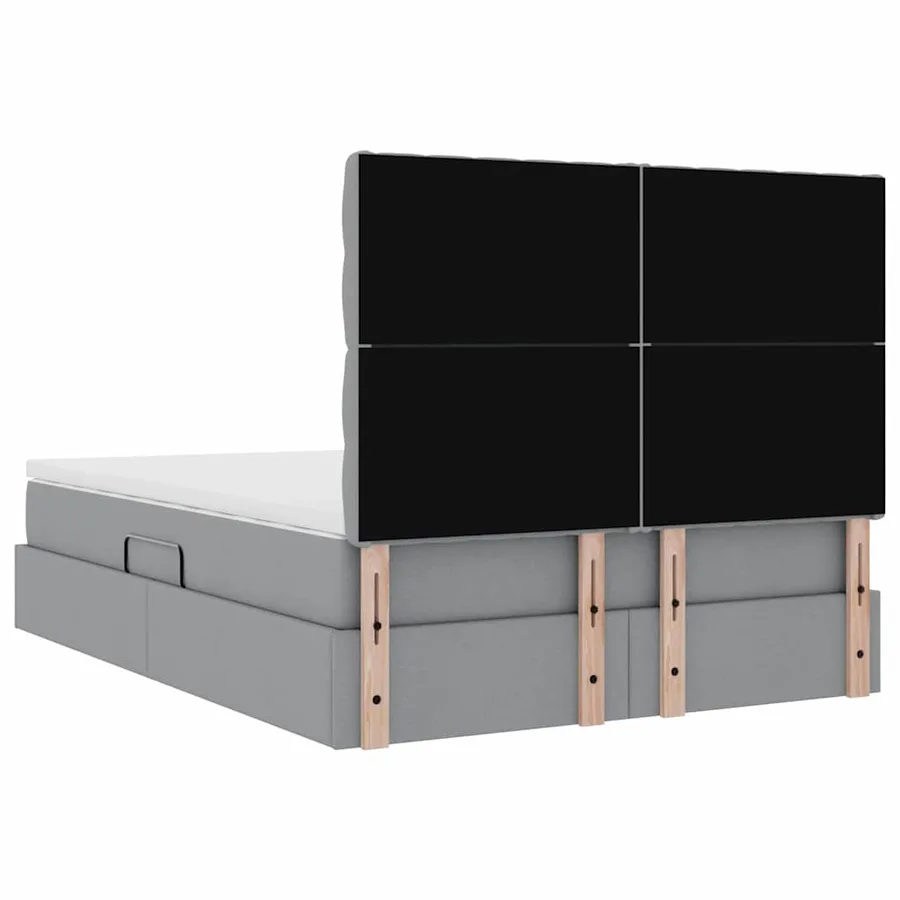 Lit avec rangement et matelas Gris clair 140 x 190 cm tissu - 11