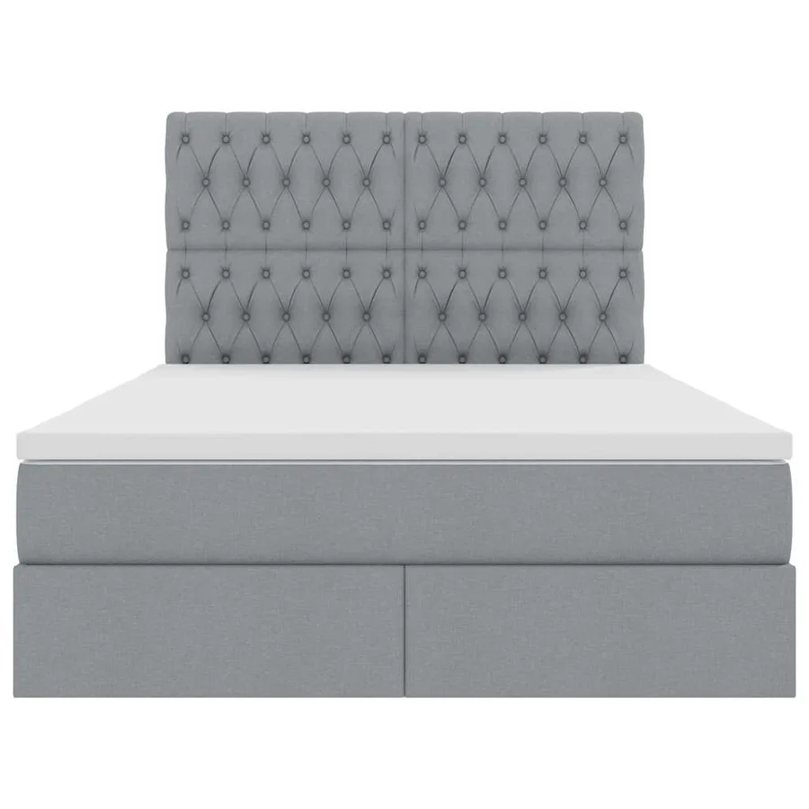 Lit avec rangement et matelas Gris clair 140 x 190 cm tissu - 7