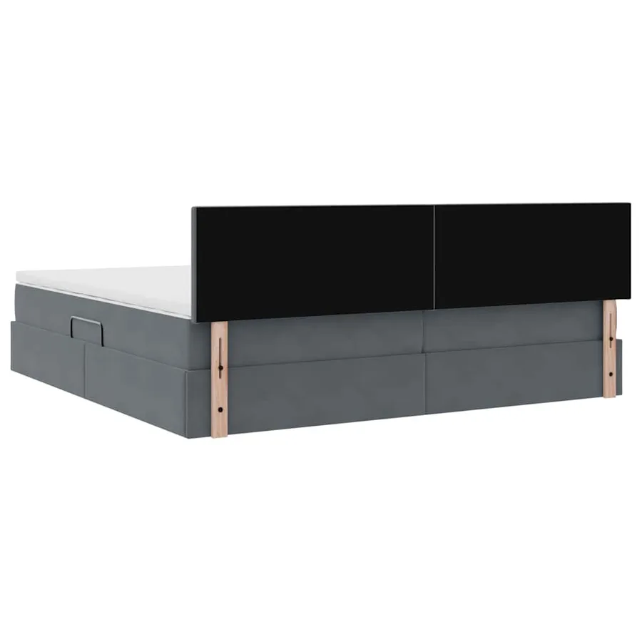 Lit de Rangement avec matelas Gris foncé 200 x 200 cm Velours - 10