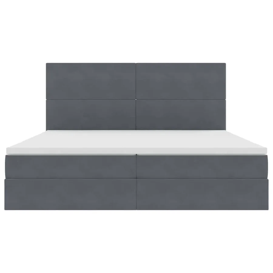 Lit avec rangement et matelas Gris foncé 200 x 200 cm Velours - 7