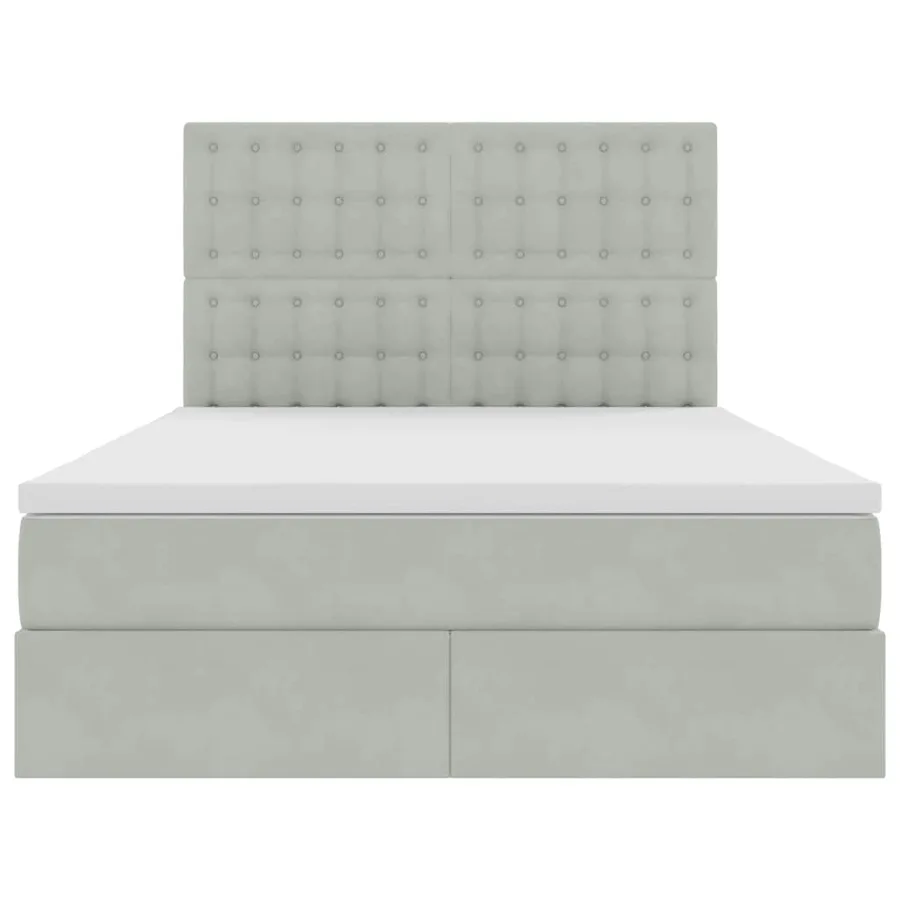 Lit avec rangement et matelas Gris clair 140 x 190 cm Velours - 7