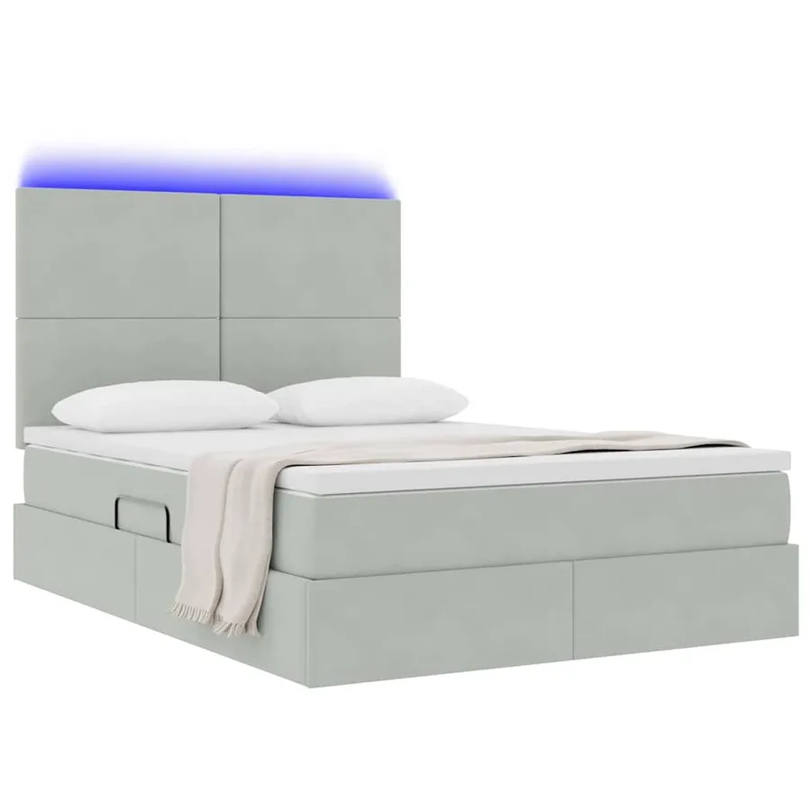 Lit de rangement LED avec matelas Gris clair 140 x 190 cm - 3