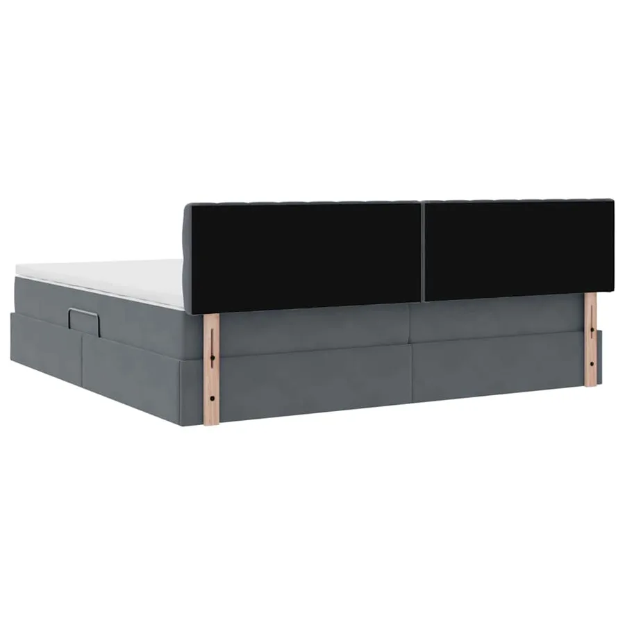 Lit de rangement LED avec matelas Gris foncé 200 x 200 cm - 12