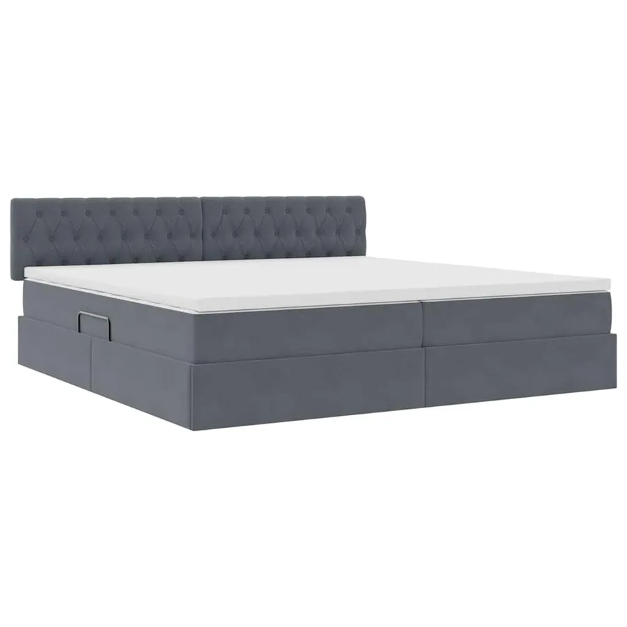Lit de rangement LED avec matelas Gris foncé 200 x 200 cm - 6