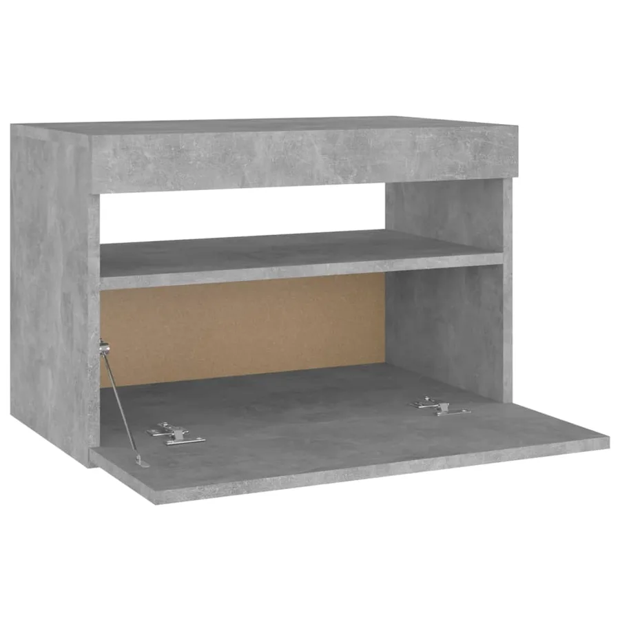 Tables de chevet avec lumières LED 2 pcs gris béton 60x35x40 cm - 9
