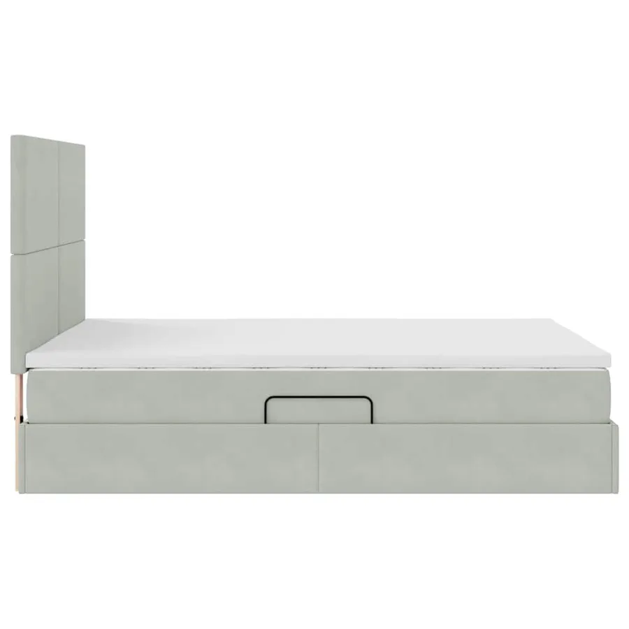 Lit avec rangement et matelas Gris clair 140 x 190 cm Velours - 8