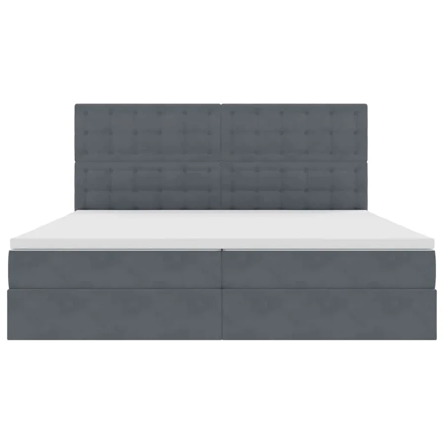 Lit avec rangement et matelas Gris foncé 200 x 200 cm Velours - 7