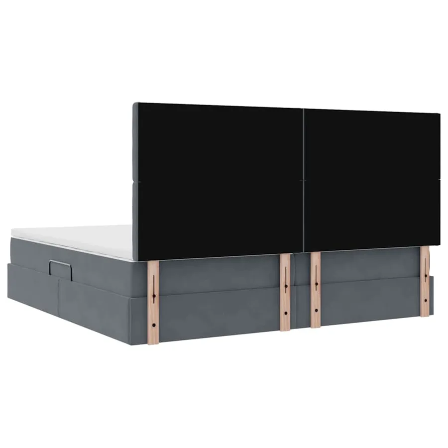 Lit avec rangement et matelas Gris foncé 200 x 200 cm Velours - 8