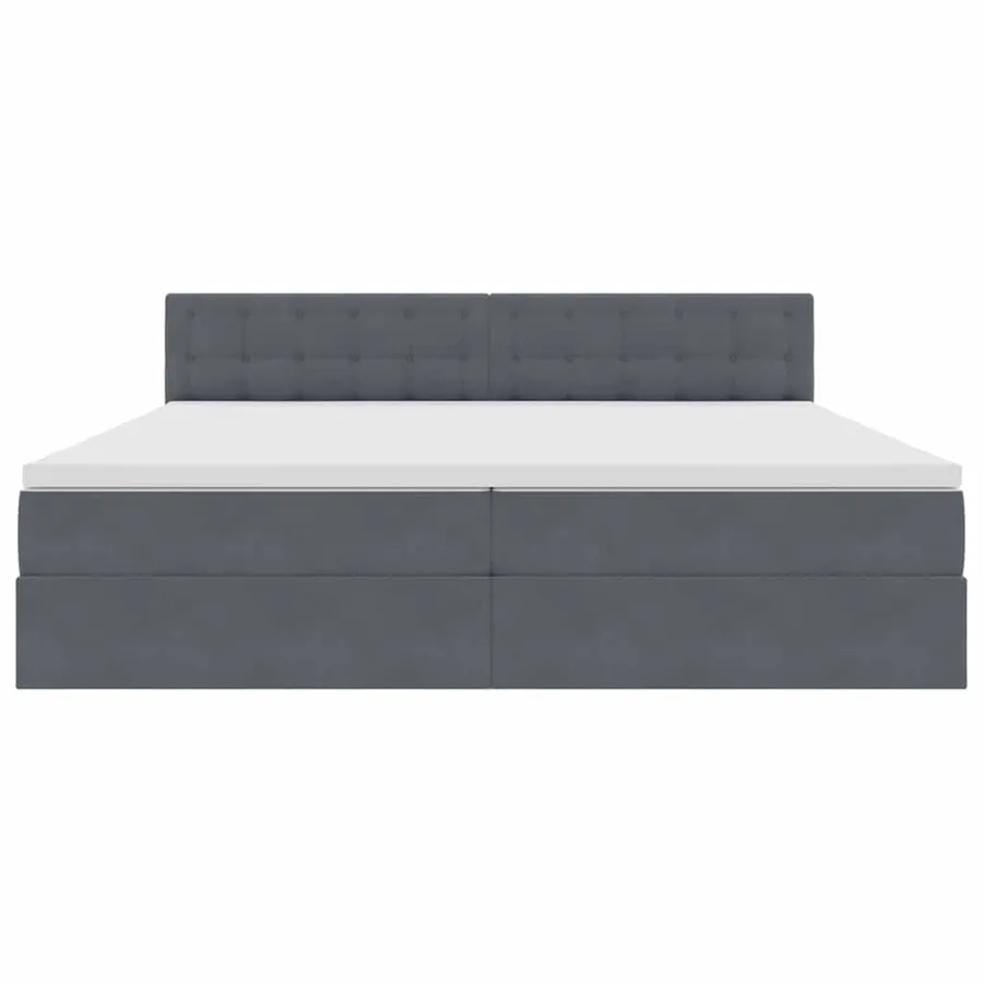 Lit de Rangement avec matelas Gris foncé 200 x 200 cm Velours - 6
