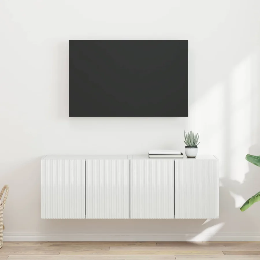 Meuble TV mural 2 pcs Blanc brillant 59,5 x 31 x 40 cm