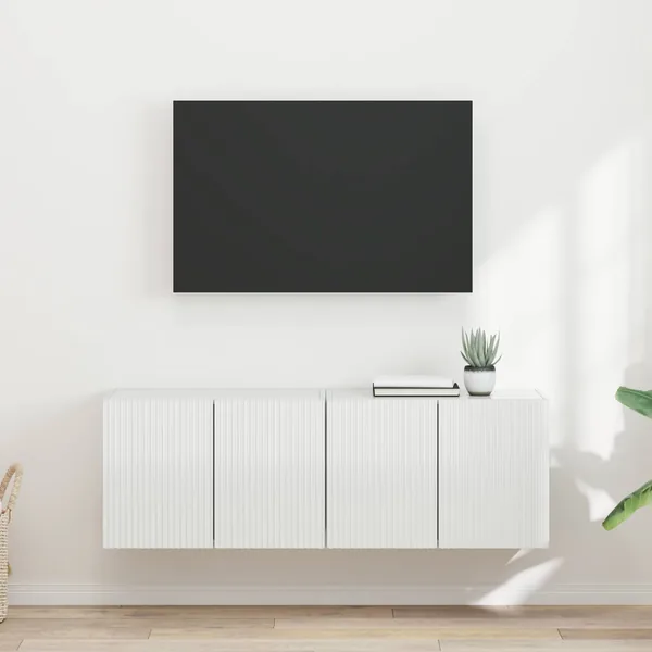 Meuble TV mural 2 pcs Blanc brillant 59,5 x 31 x 40 cm