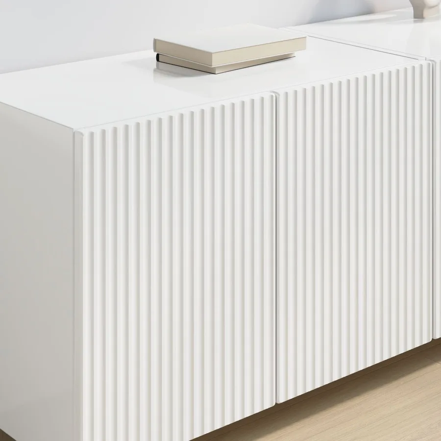 Meuble TV mural 2 pcs Blanc brillant 59,5 x 31 x 40 cm - 4