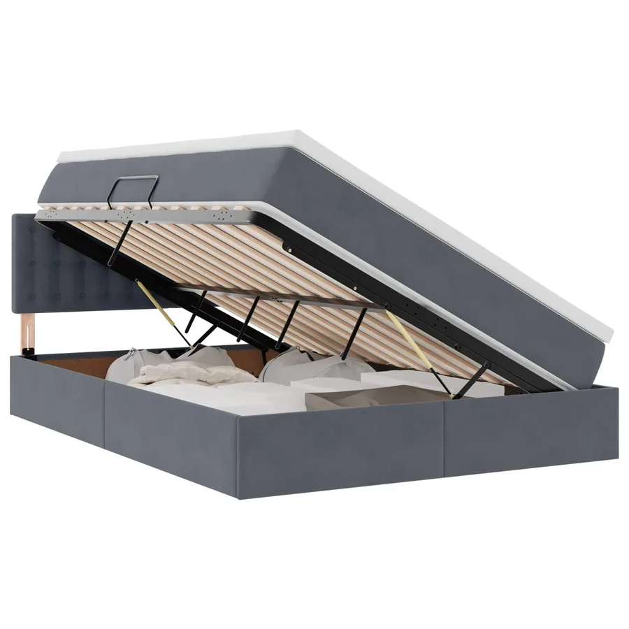 Lit de rangement LED avec matelas Gris foncé 140 x 190 cm - 2