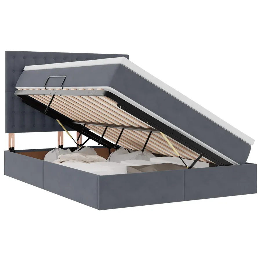 Lit de rangement LED avec matelas Gris foncé 140 x 190 cm - 2