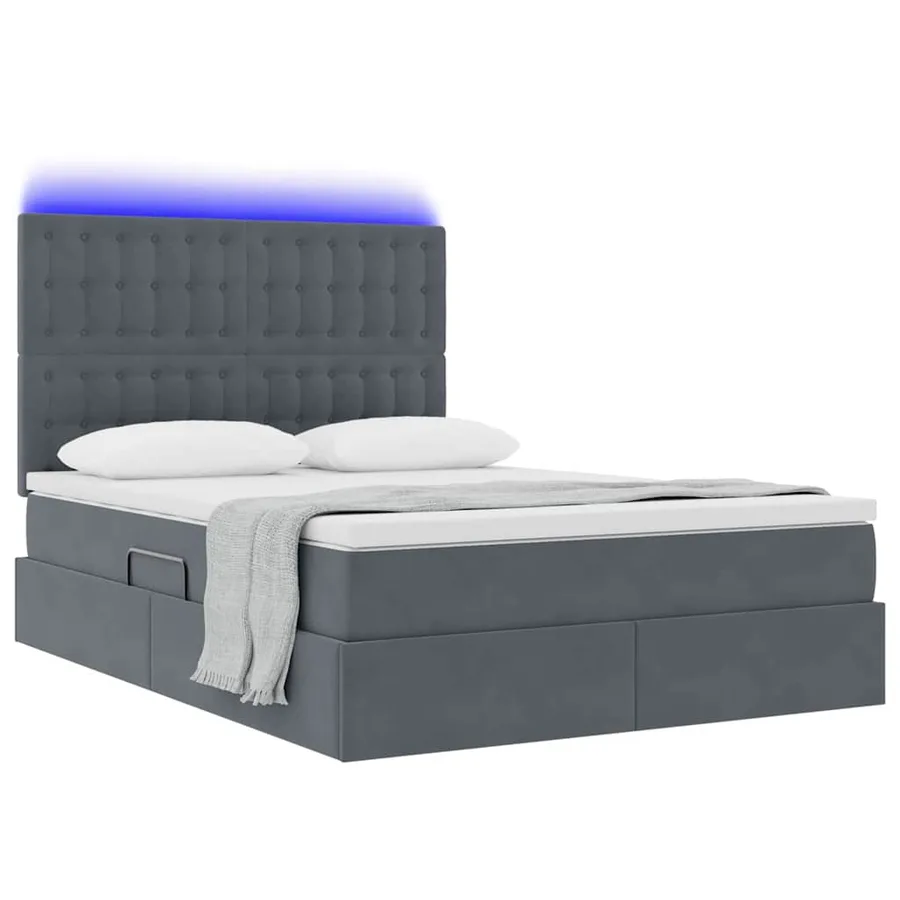 Lit de rangement LED avec matelas Gris foncé 140 x 190 cm - 3