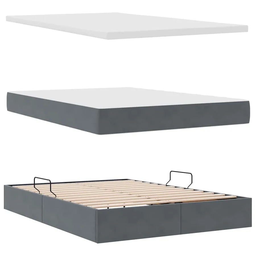 Lit de rangement LED avec matelas Gris foncé 140 x 190 cm - 9